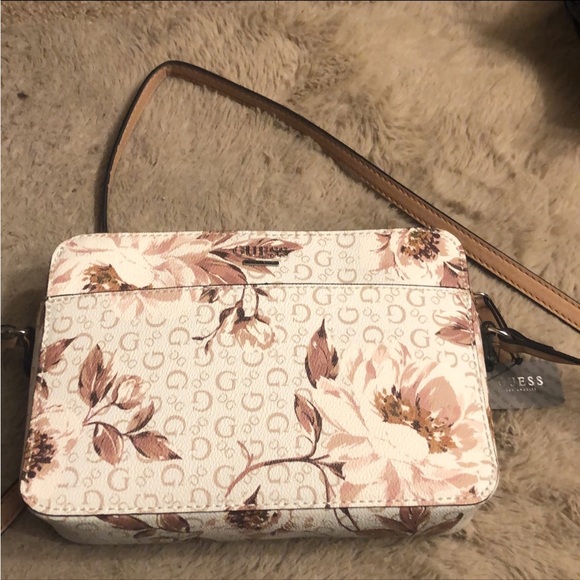 Guess Handbags - Guess White and Brown Floral Crossbody Bag